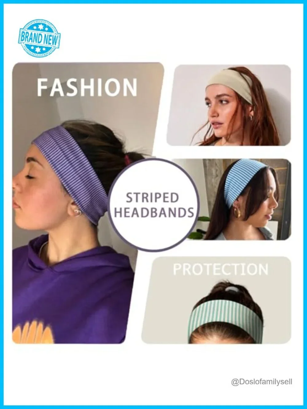 Wide Striped Workout Headbands Non Slip Stretchy Hair Accessories 4 Pack